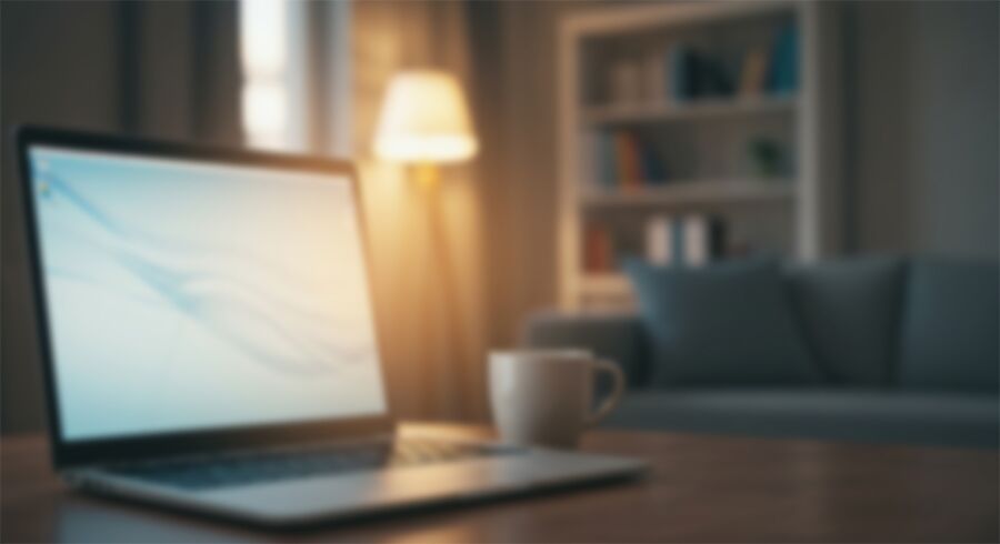 A calm home space set up for an online therapy session